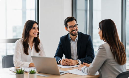 Recruitment team meeting with a candidate